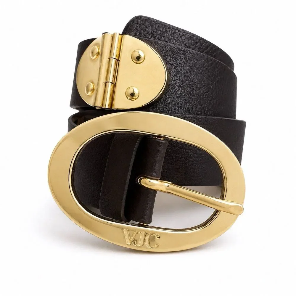 Vintage VJC Versace Jeans Couture Brown Leather Hinge Belt Italy 85 39